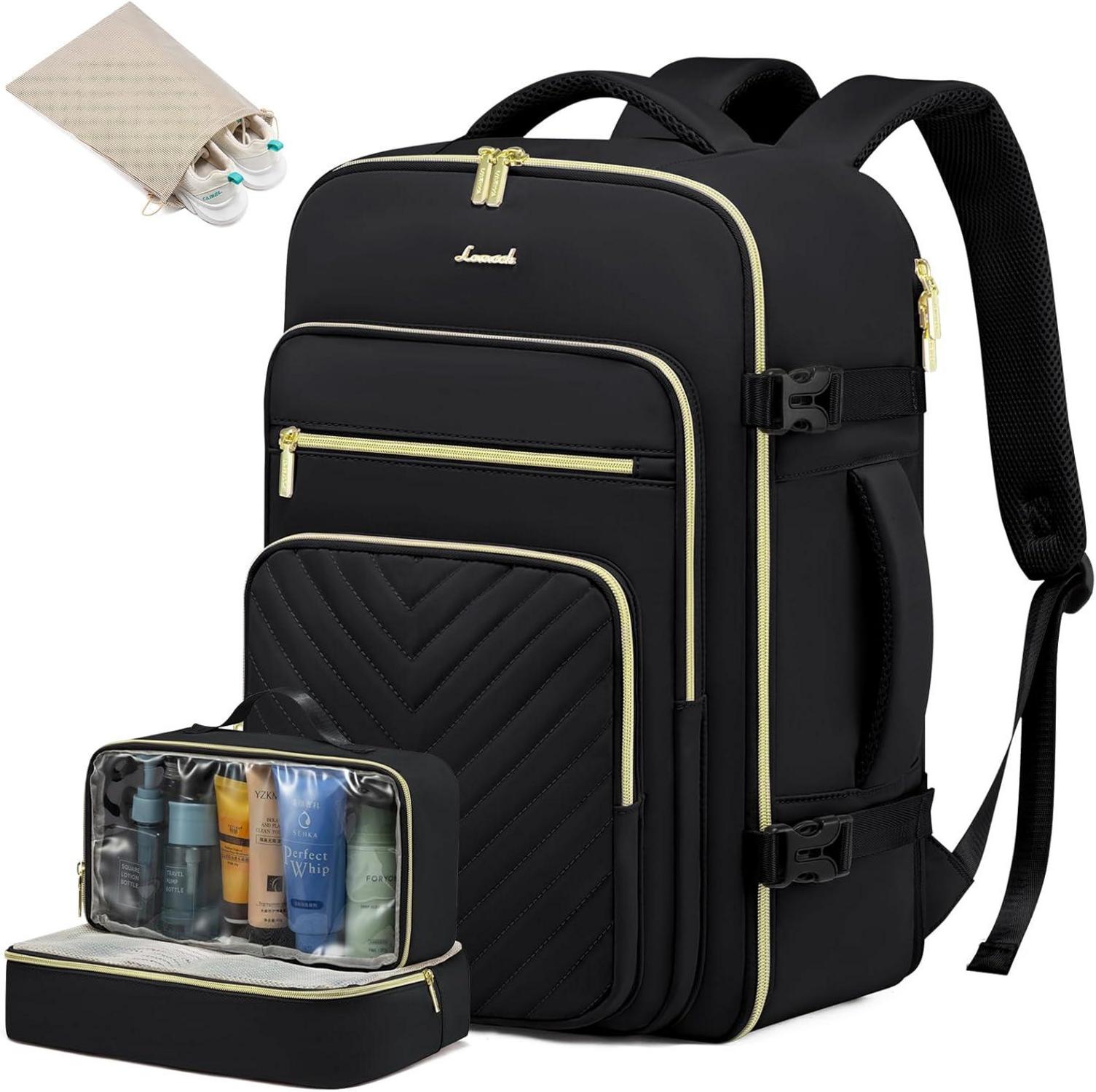 Handgepäck Rucksack 40L Schwarz Wasserdicht Laptop Reiserucksack