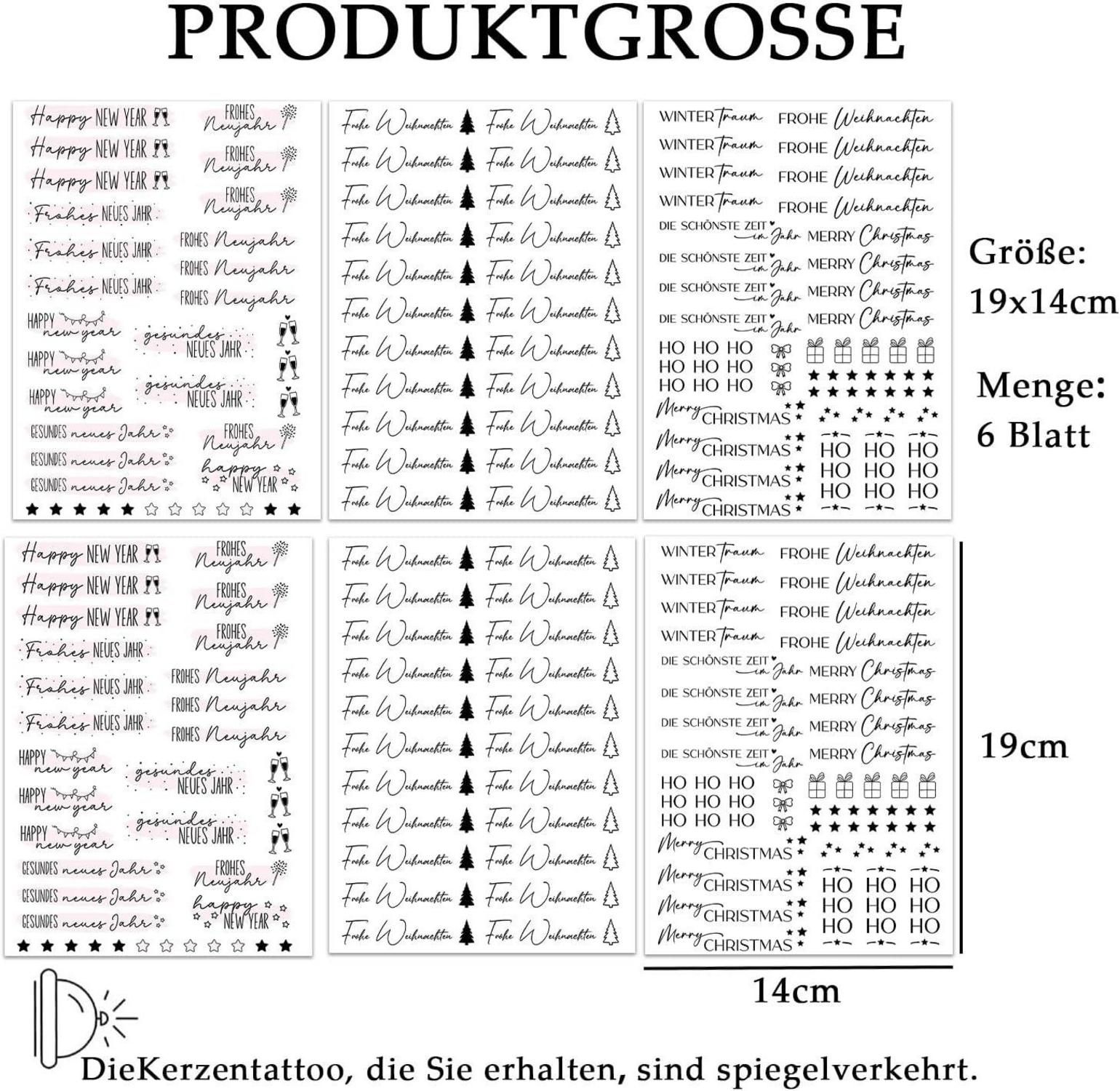 Weihnachten Kerzentattoos DIY Geschenk 6 Stück