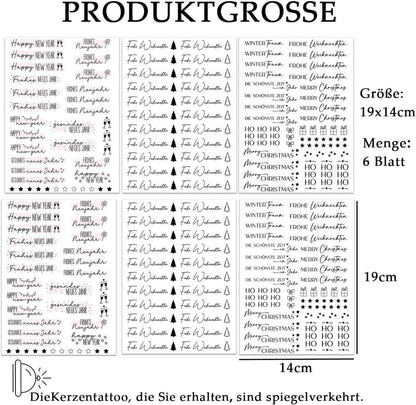 Weihnachten Kerzentattoos DIY Geschenk 6 Stück