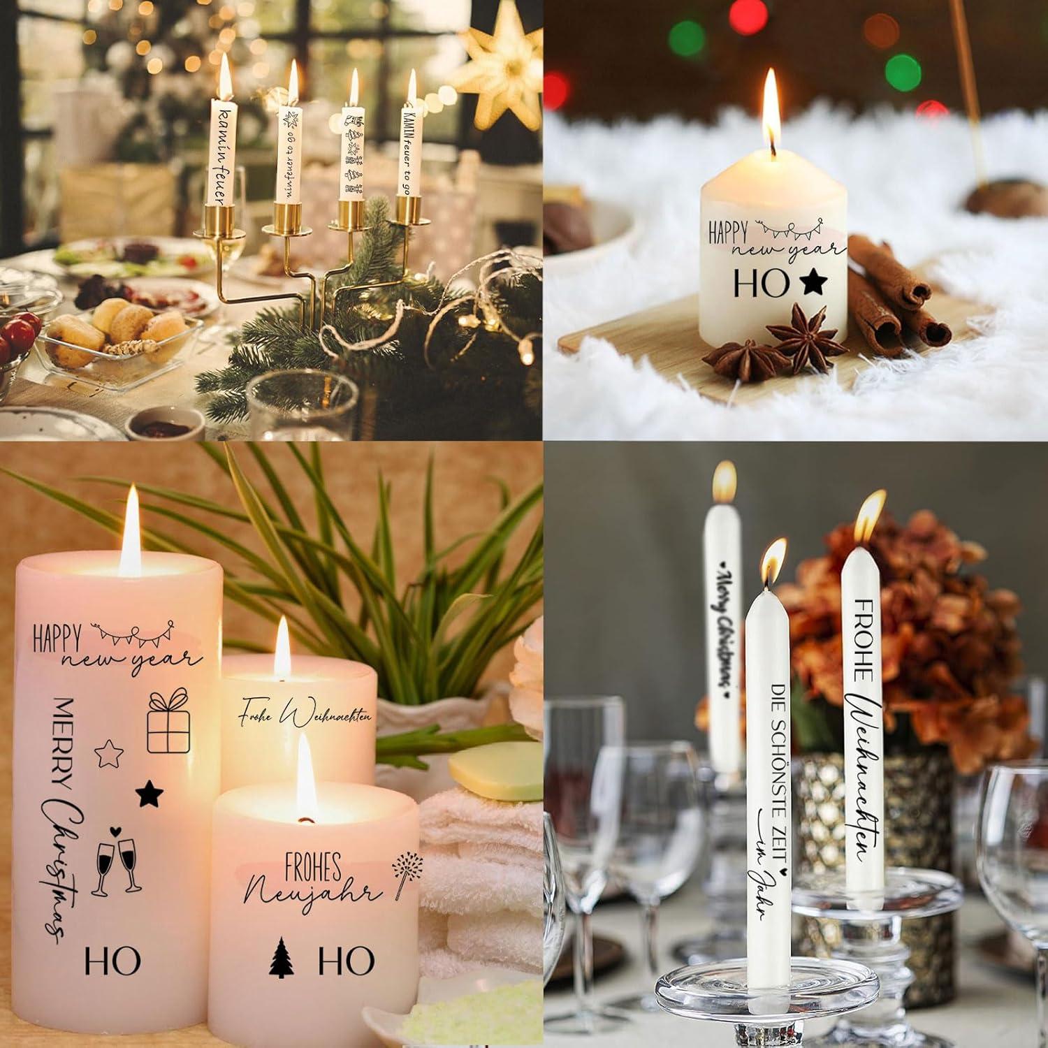 6 Stück Kerzentattoos Weihnachten Wasserschiebefolie DIY Geschenk