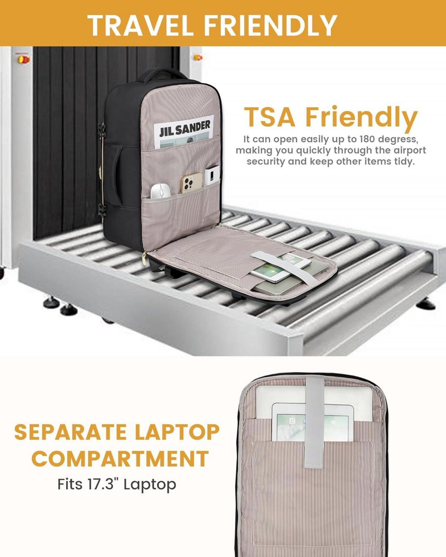 Reiserucksack Damen 40L Handgepäck Rucksack Flugzeug wasserdicht 17