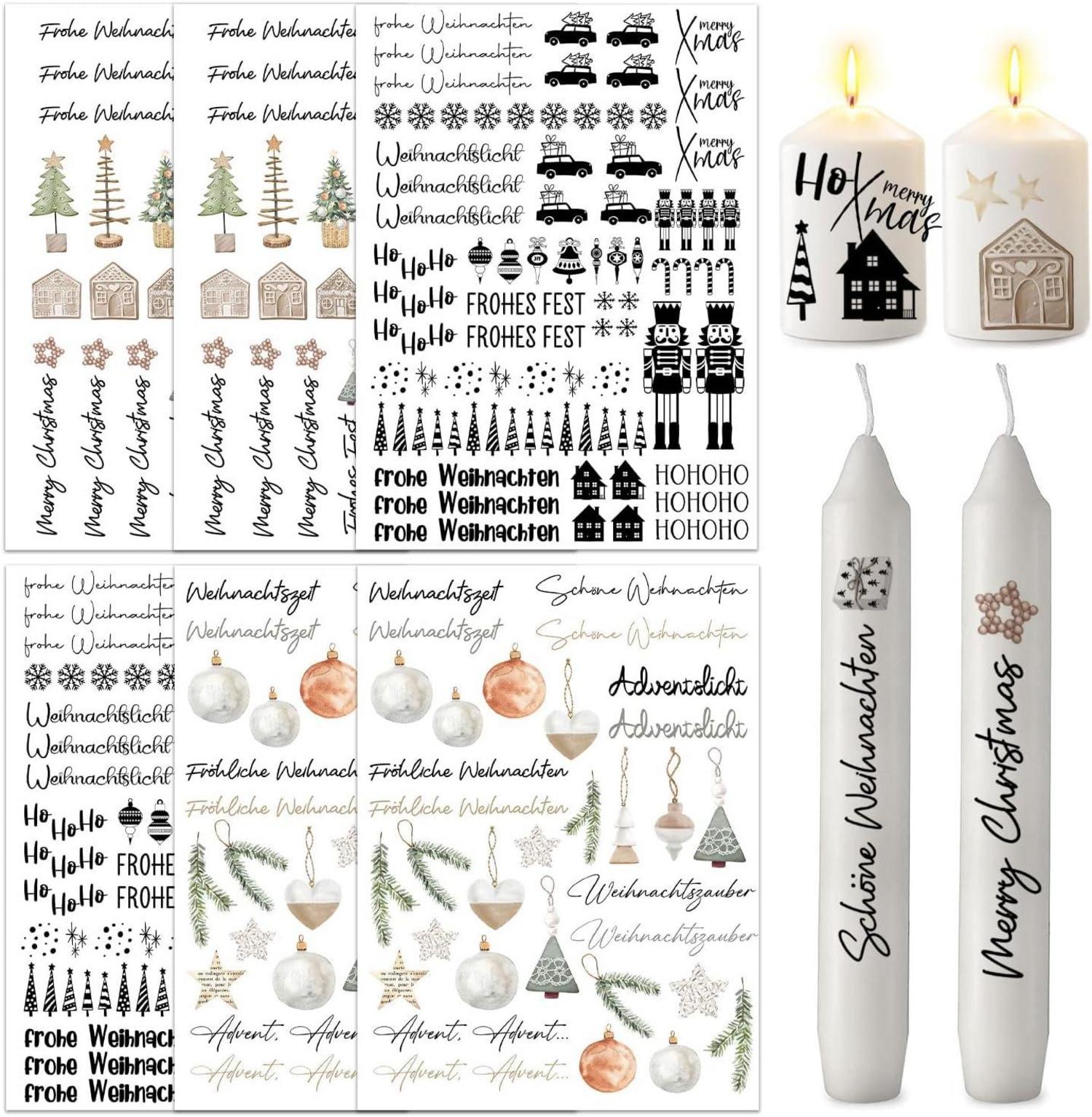 Kerzentattoos Weihnachten Happy New Year Wasserschiebefolie Kerzen 6