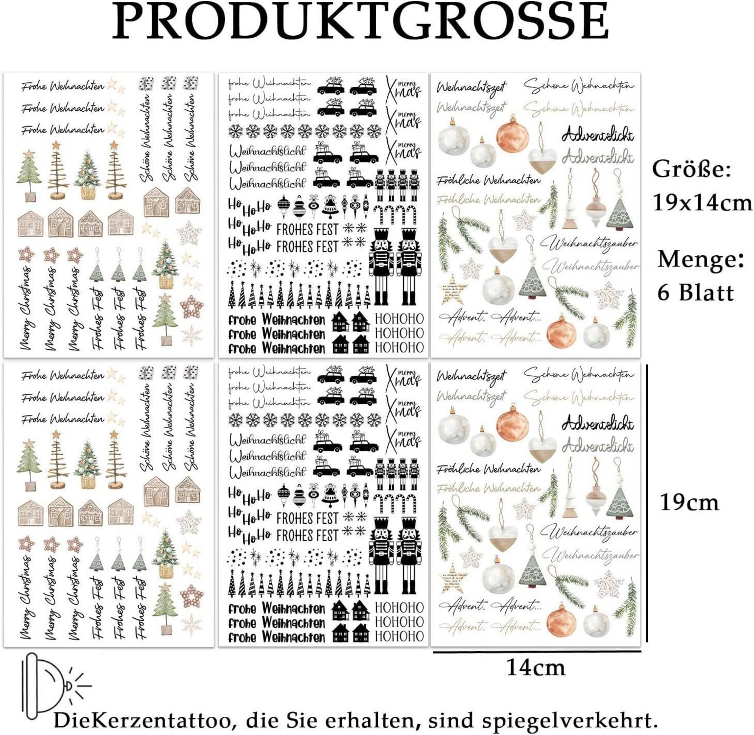 Kerzentattoos Weihnachten Happy New Year Wasserschiebefolie
