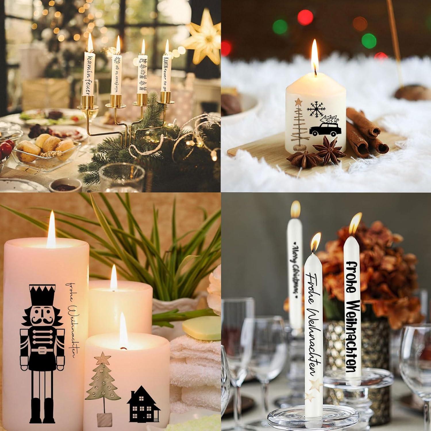 Kerzentattoos Weihnachten Happy New Year A5 6 Stück DIY Geschenk