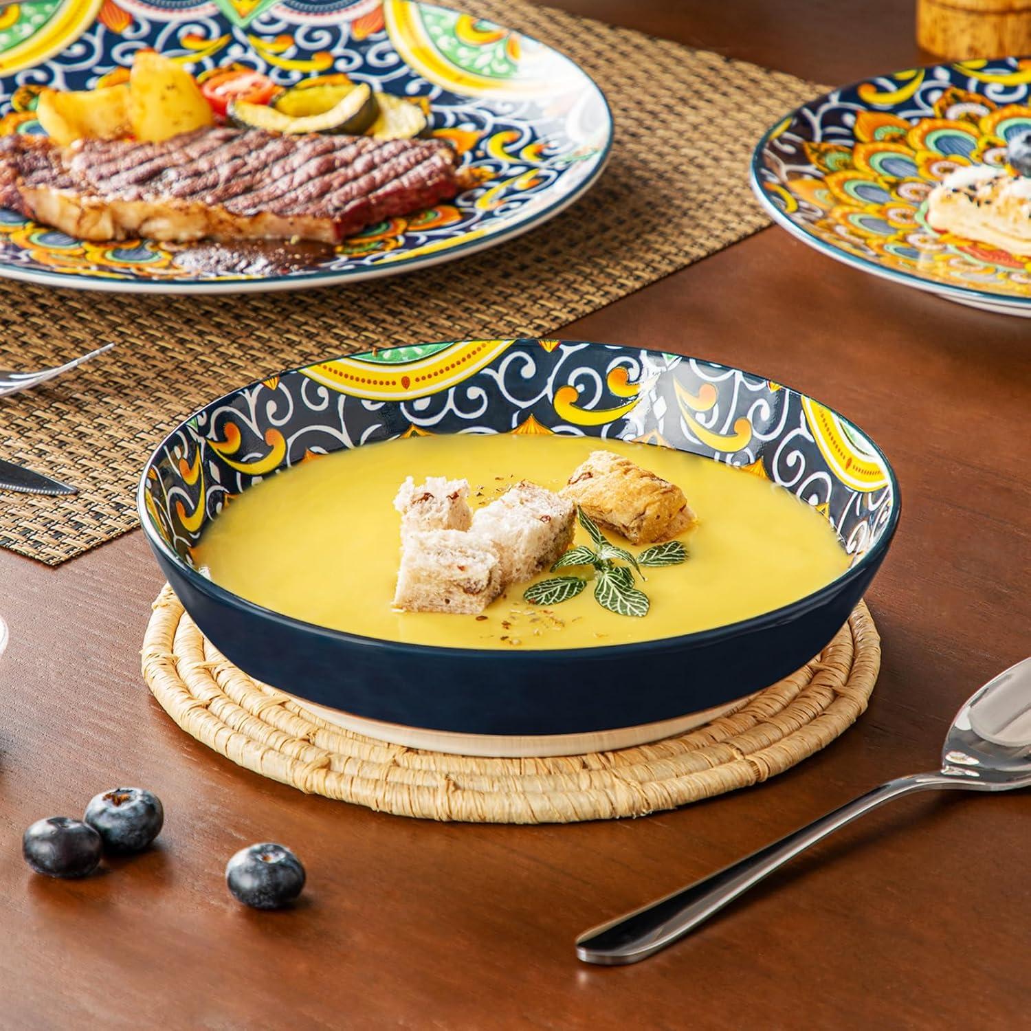 Tafelservice 12 Personen Porzellan 48tlg Geschirr Set Suppe Dessert Sc​​hale
