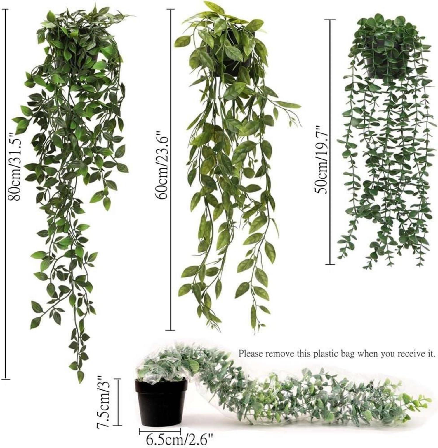 Künstliche Hängepflanzen Eukalyptus Deko 3er Set