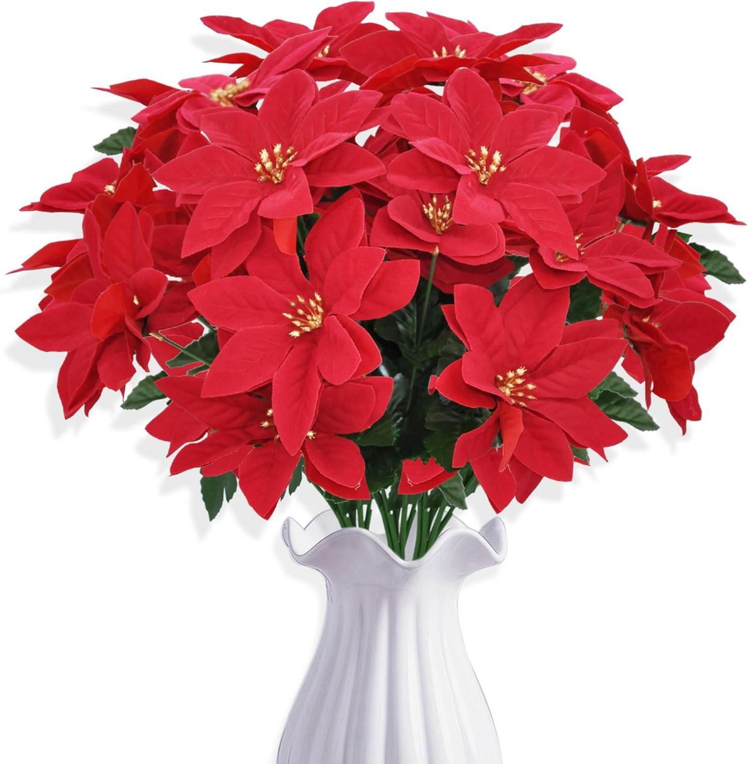 Künstlicher Weihnachtsstern Set Rot Kunstblumen Weihnachtsdeko