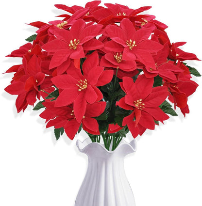 Künstlicher Weihnachtsstern Set Rot Kunstblumen Weihnachtsdeko