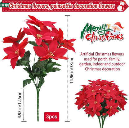 3er Pack Künstliche Weihnachtssterne Rot 38cm