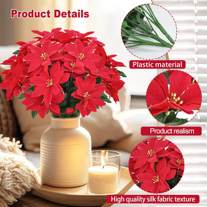 Künstlicher Weihnachtsstern Set Rot Kunstblumen Weihnachtsdeko