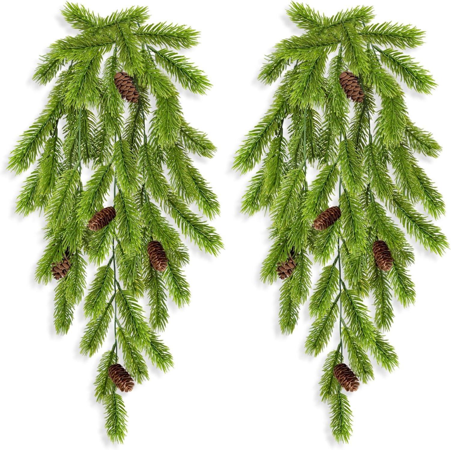 2er Set Künstliche Tannenzweige 74cm Weihnachtsdeko Grün