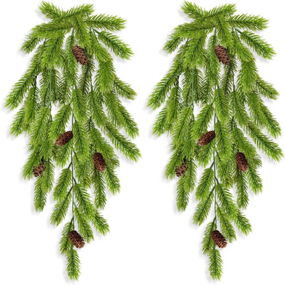 2er Set Künstliche Tannenzweige 74cm Weihnachtsdeko Grün