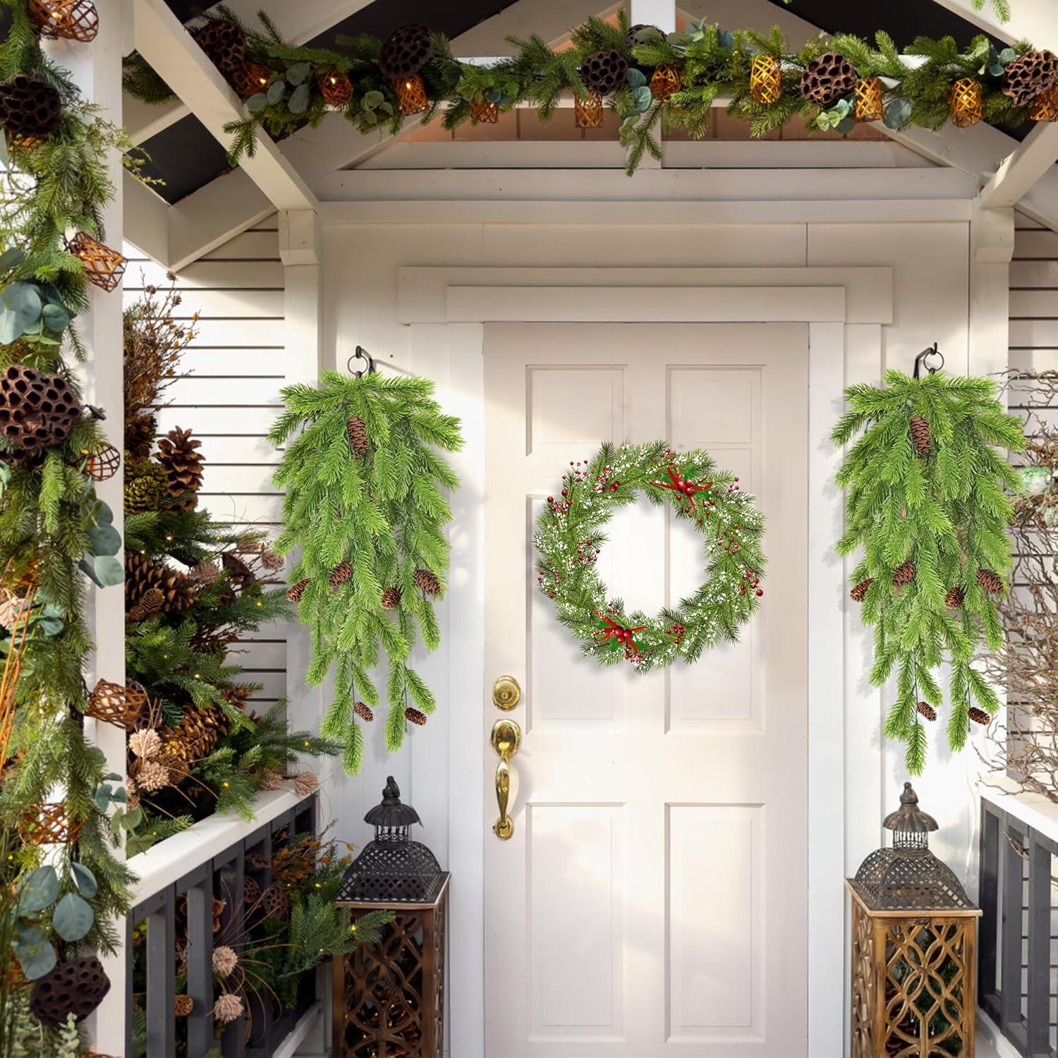 2er Set Künstliche Tannenzweige 74CM Weihnachtsdeko Grün