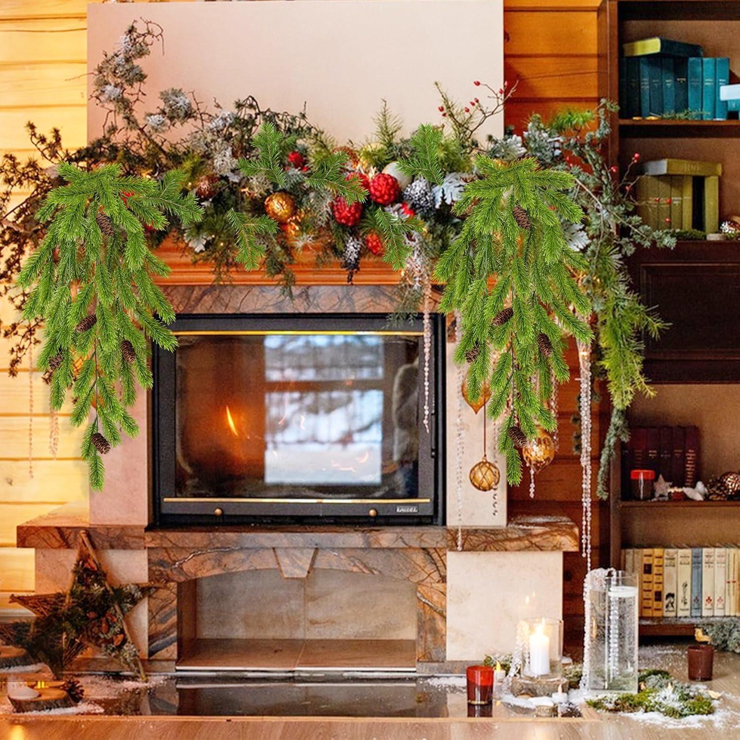 2er Set Künstliche Tannenzweige 74cm Weihnachtsdeko Grün