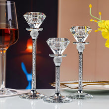 Kristall Kerzenständer 3er Set Diamantförmig 17/20/23cm Silber