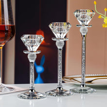 Kristall Kerzenständer 3er Set Diamantförmige 17/20/23cm