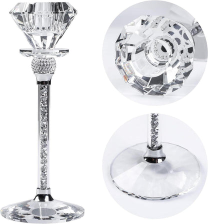 Kristall Kerzenständer Set Diamantform 17 20 23cm Silber