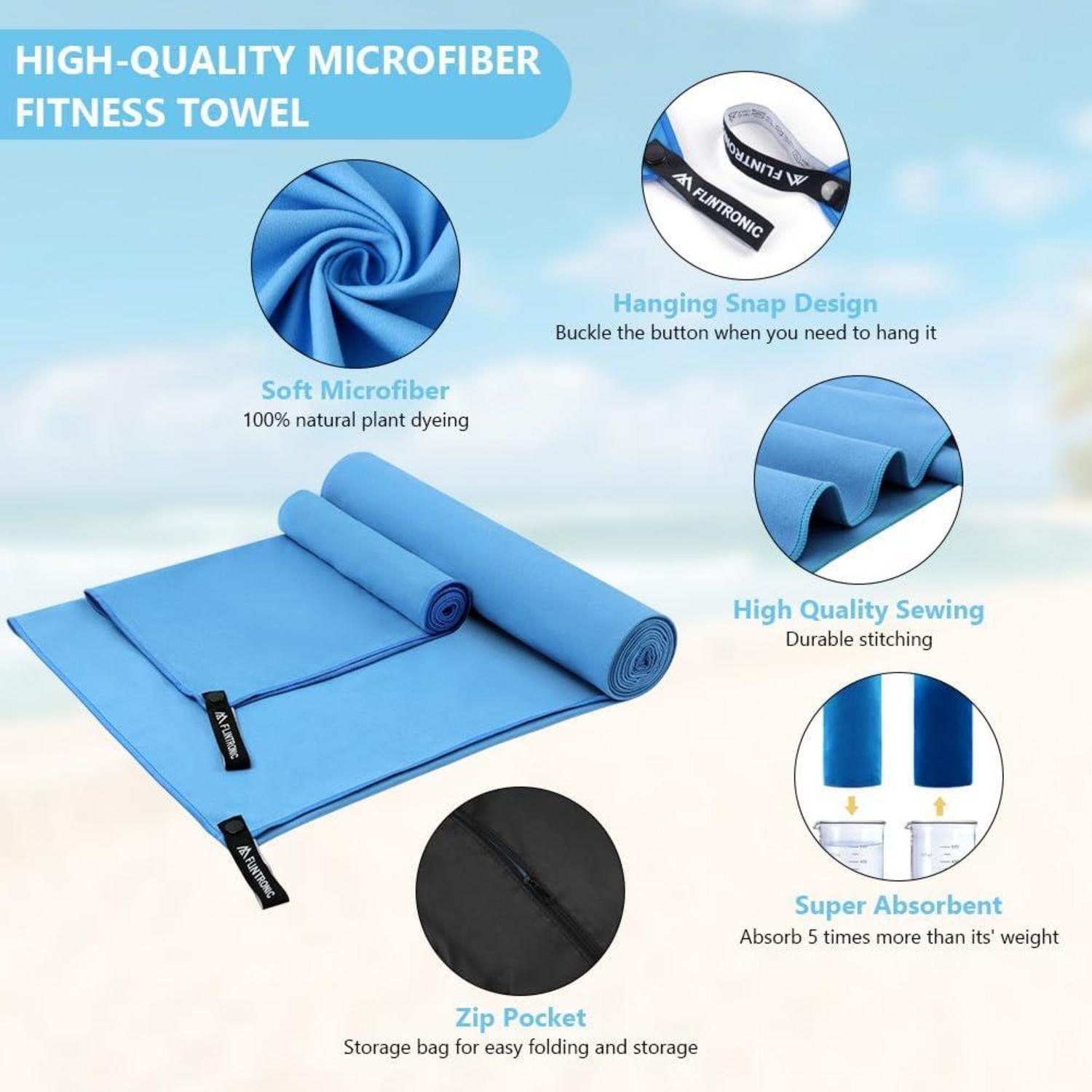 Mikrofaser Handtuch Set Himmelblau 180x60cm + 80x40cm