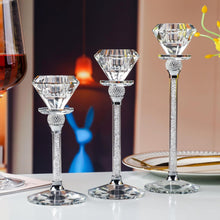 Kristall Kerzenständer 3er Set Diamantförmig 17/20/23cm