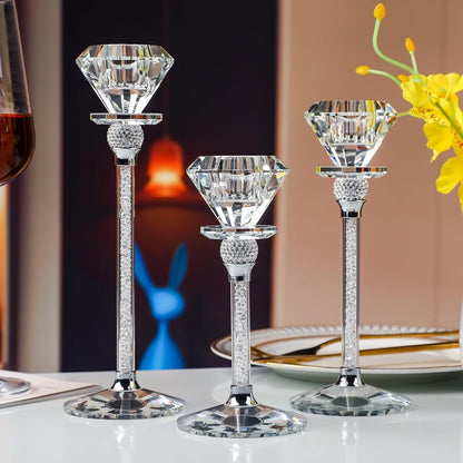 Kristall-Kerzenständer-Set Diamant-Design 3er 17/20/23cm