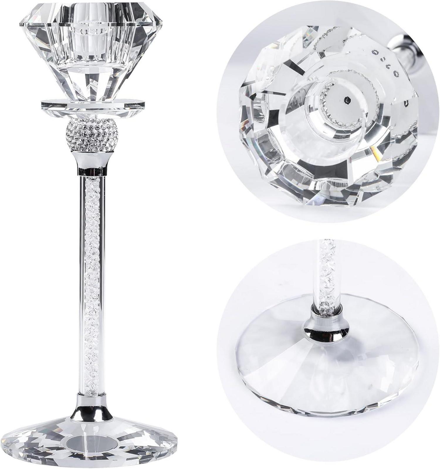 Kristall Kerzenständer Diamantform 3er Set 17/20/23cm