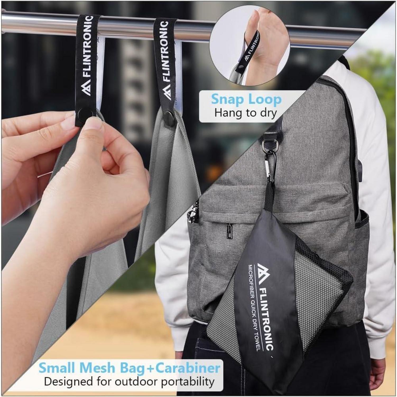 Mikrofaser Handtuch schnelltrocknend 180x60cm inkl. Tasche & Karabiner