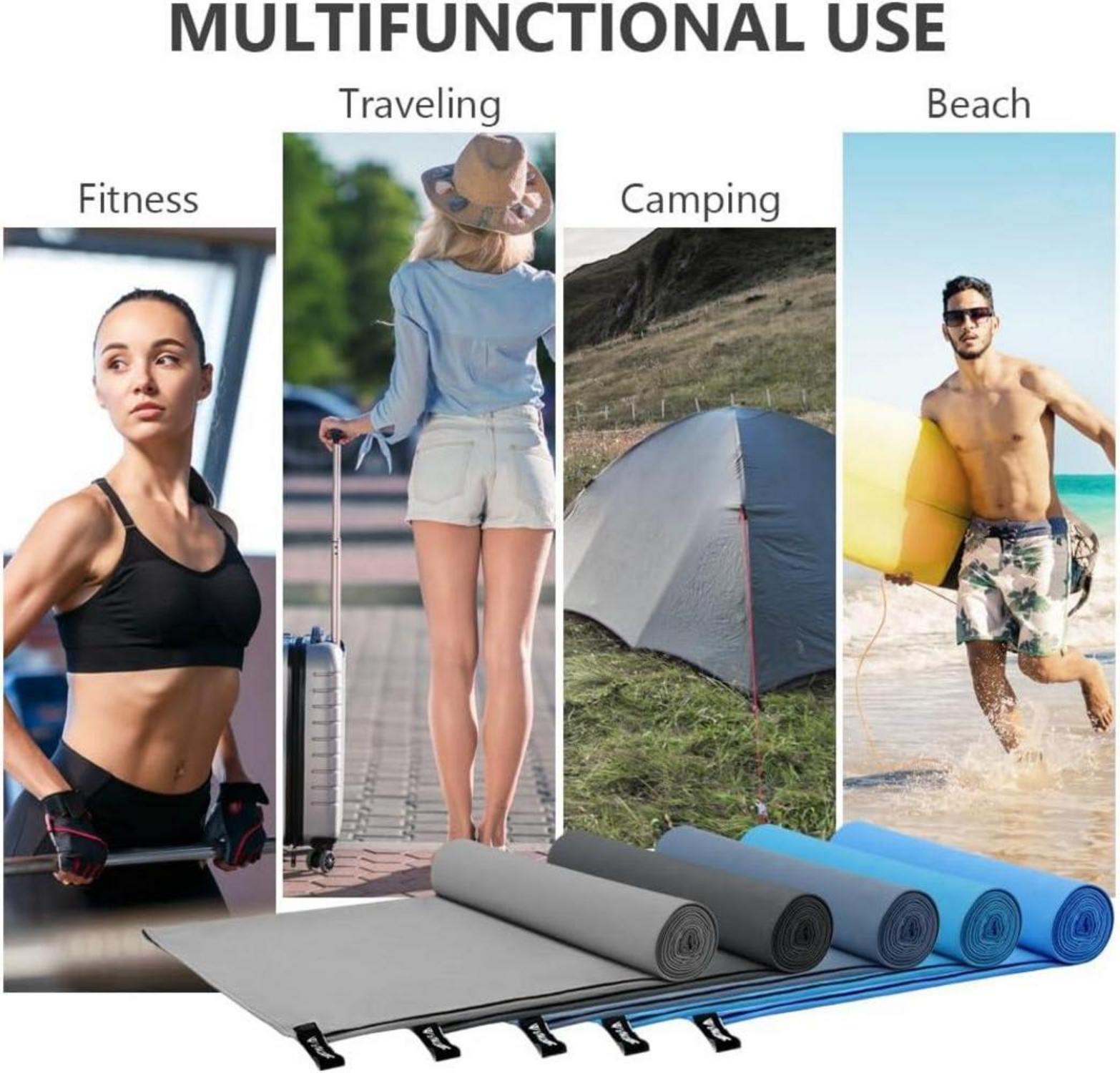 flintronic Mikrofaser Handtuch 180x60cm in Netztasche schnelltrocknend und antibakteriell