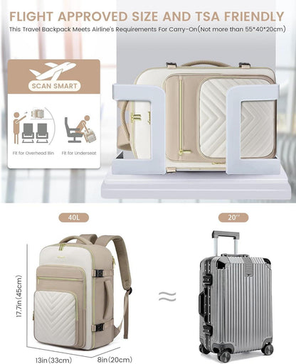 Handgepäck Rucksack 40L Reiserucksack Damen Wasserdicht 17 Zoll