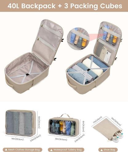 Handgepäck Rucksack 40L Damen Laptop Wasserdicht Reise Business recyceltes Polyester