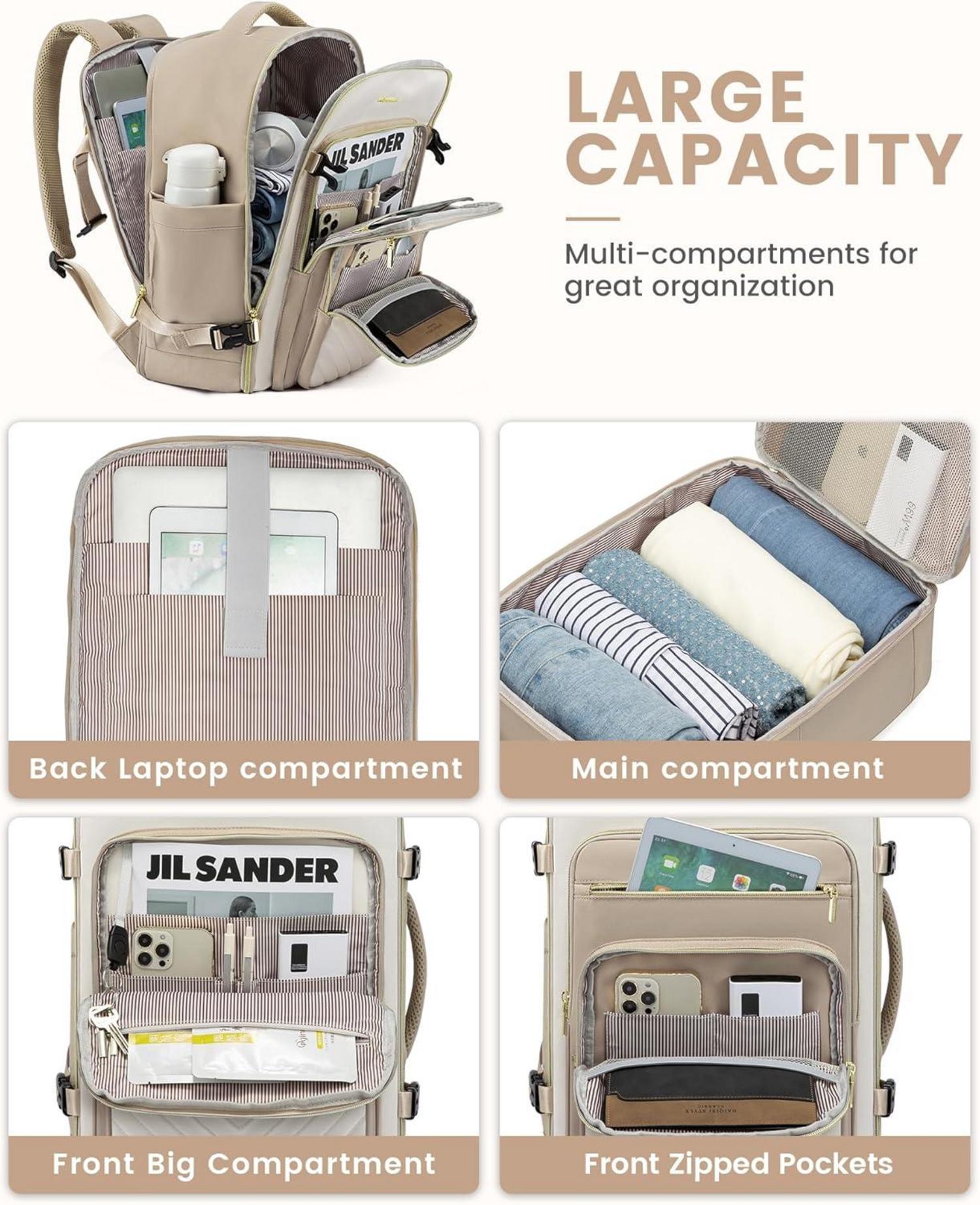 Handgepäck Rucksack 40L Damen Groß Wasserdicht Laptop 17 Zoll Reise Business