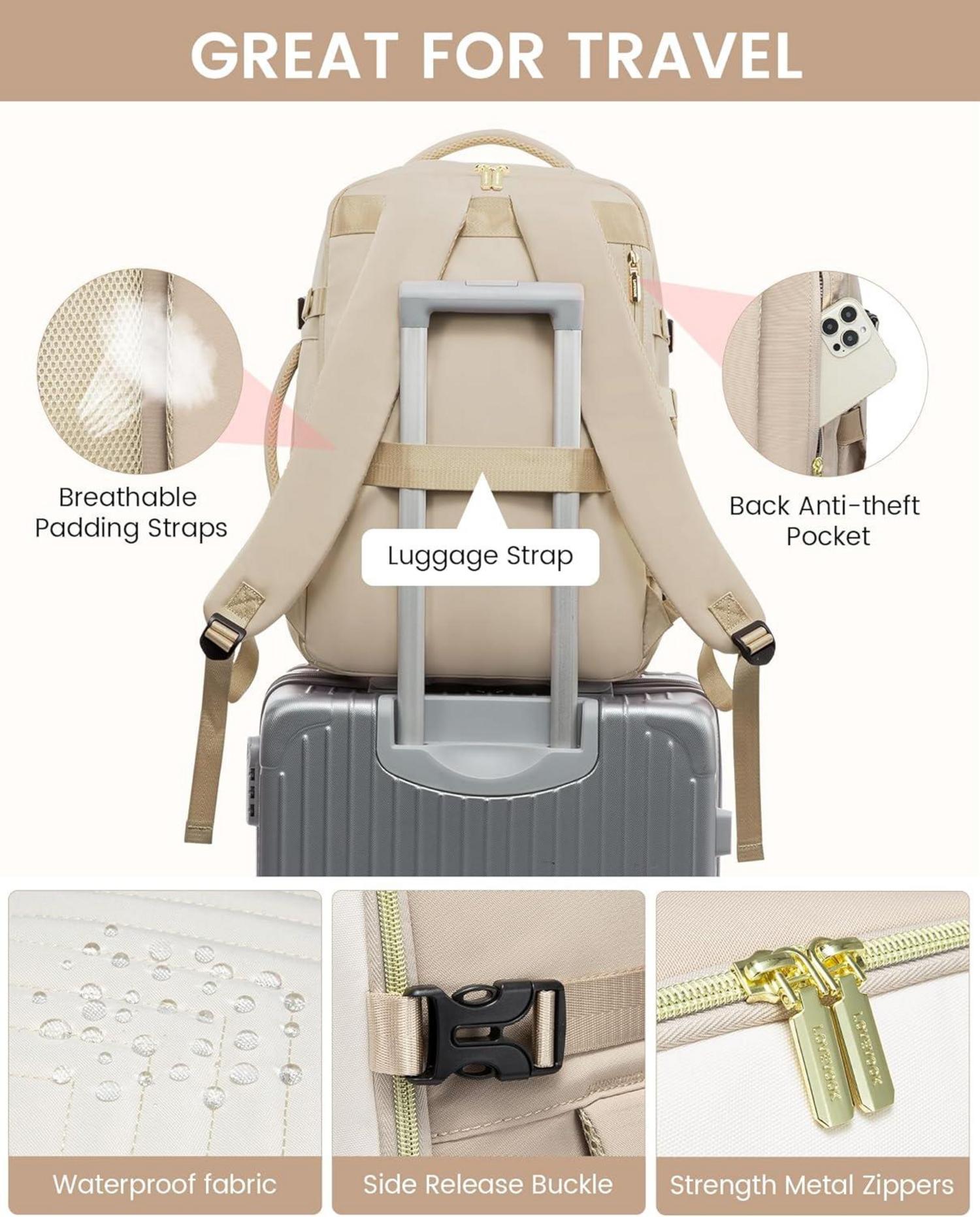 Handgepäck Rucksack 40L Damen Groß Wasserdicht Laptop 17 Zoll Reise Business