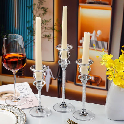 Moderne Glas-Kerzenständer 3er Set Kristallglas Tischdeko Hochzeit