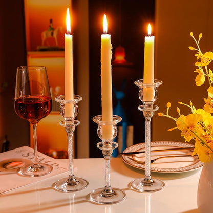 3er Set Transparenter Glas-Kerzenständer Kristall modern Wohnzimmer Hochzeit