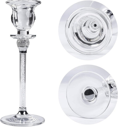3er Set Transparenter Glas-Kerzenständer Kristall modern Wohnzimmer Hochzeit
