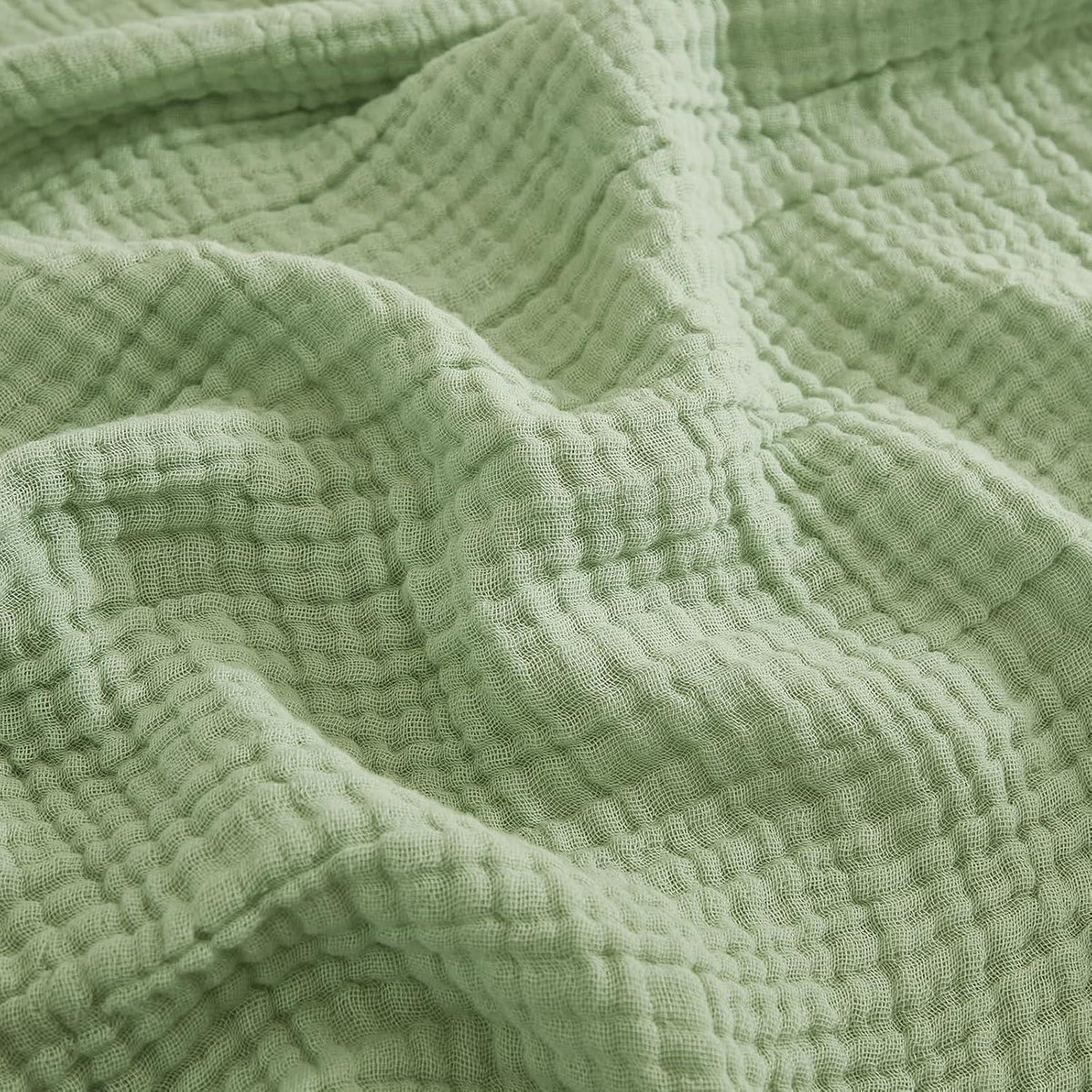 EMME Musselin Baumwolldecke 230x230 cm Grasgrün