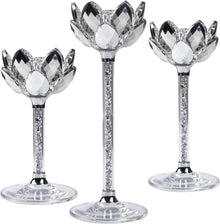 Kristall Lotusblume Kerzenständer Set - Silberne