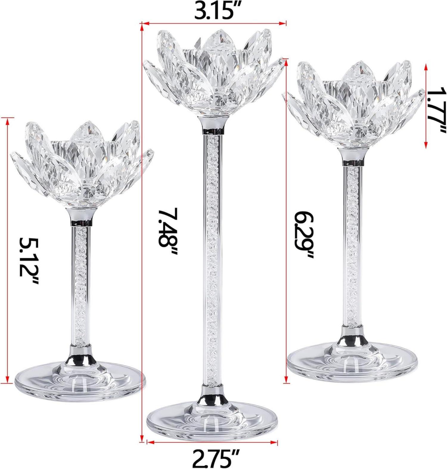 Kristall Lotusblume Kerzenständer Set, Glas