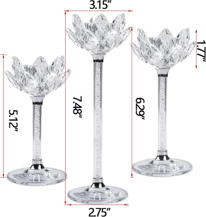Kristall Lotusblume Kerzenständer Set, Glas
