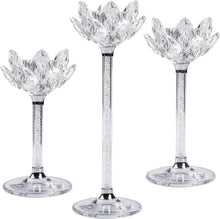 Kristall Lotusblume Kerzenständer Set 3 Silber