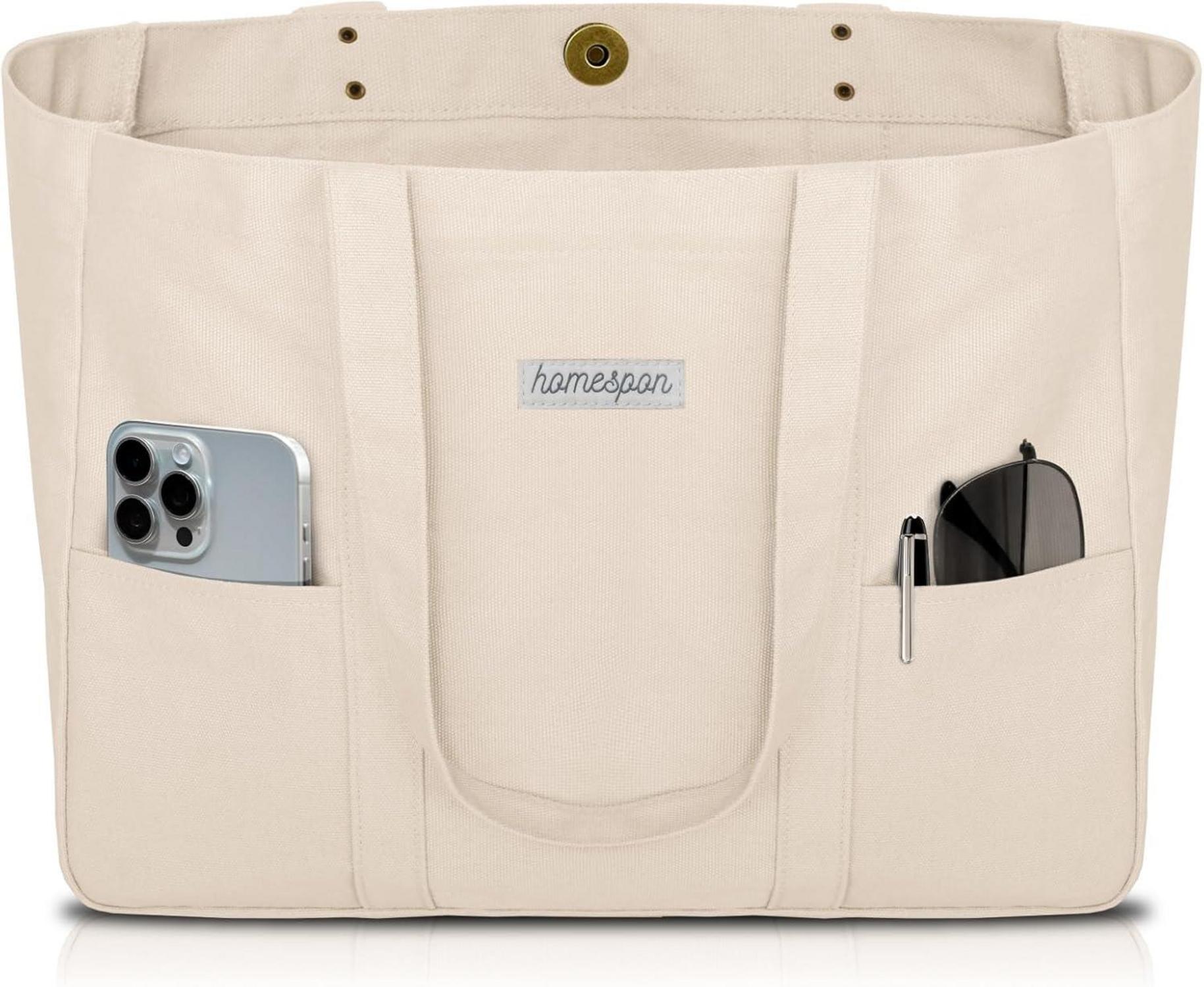 Canvas Tote Bag Damen Handtasche Groß Shopper Umhängetasche mit Laptop