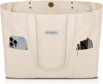 Canvas Tote Bag Damen Handtasche Groß Shopper Umhängetasche mit Laptop