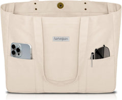 Canvas Tote Bag Damen Handtasche Groß Shopper Umhängetasche mit Laptop