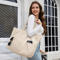 Canvas Tote Bag Damen Handtasche Groß Shopper mit Laptop