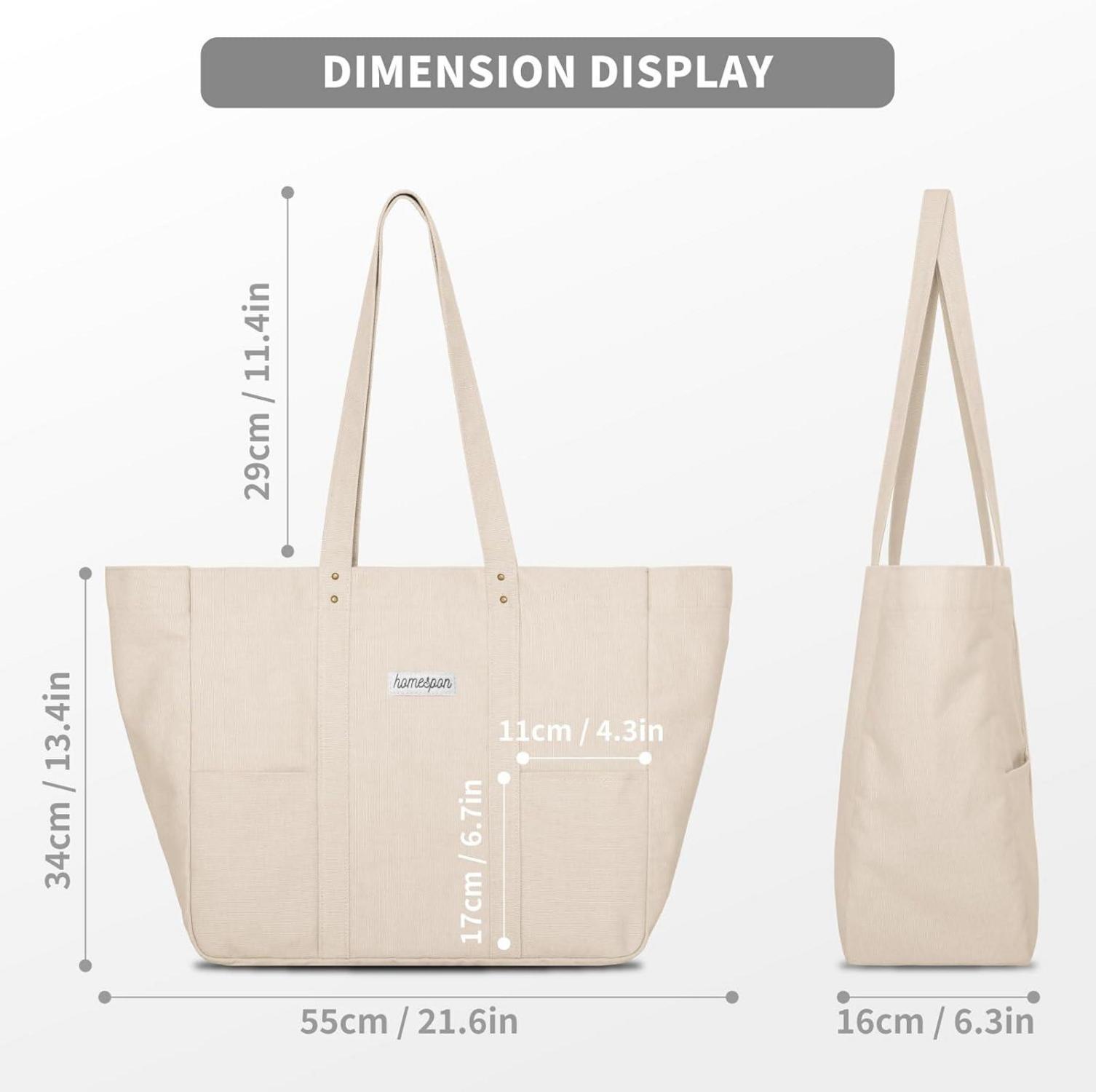 Canvas Tote Bag Damen Handtasche Groß Shopper Umhängetasche mit Laptop