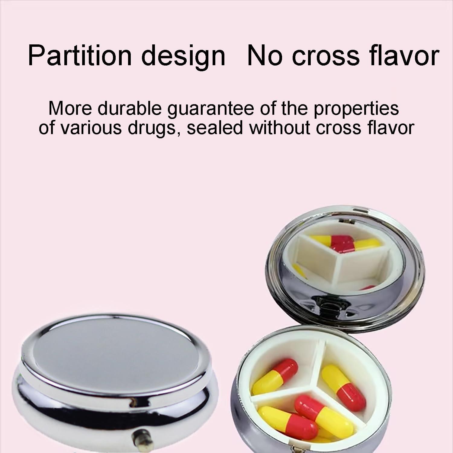 Retro Pillendose 3 Fächer Bronze Rund Medikamentenbox