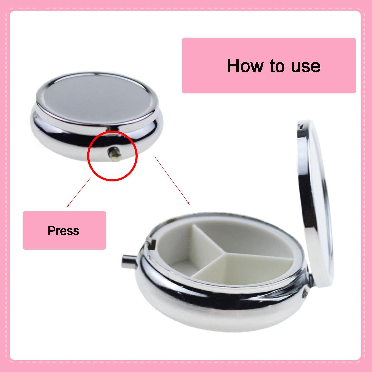 Kleine Pillendose mit 3 Fächern Bronze für Vitamine Medizin Organizer