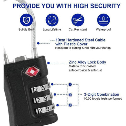 TSA Gepäckschlösser 3-stellige Kombination Zahlenschloss