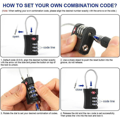TSA Gepäckschlösser 3-stellige Kombination Zahlenschloss