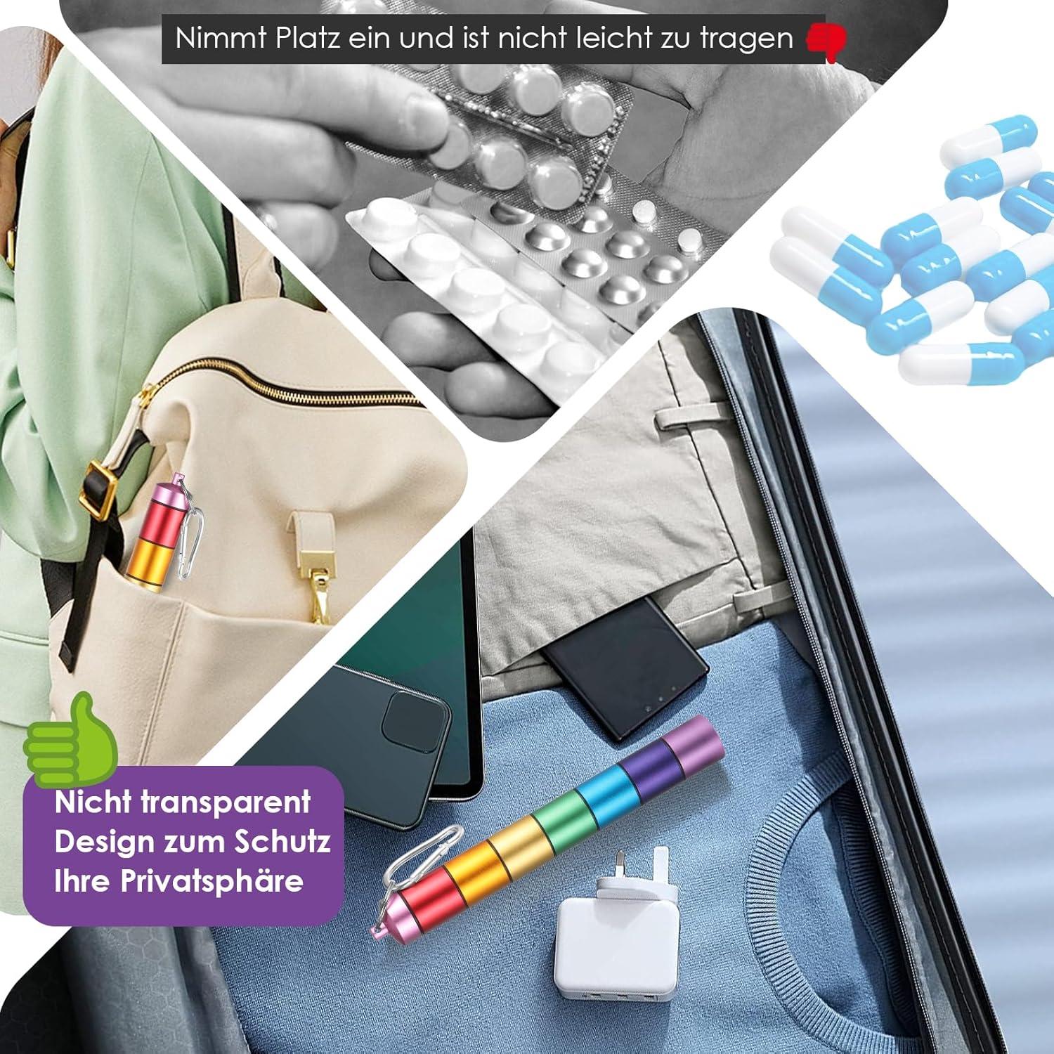 Wasserdichte Metall Tablettenbox 7 Tage Regenbogen Fächer