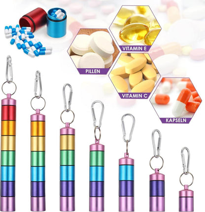 Metall Tablettenbox 7 Tage Regenbogen Wasserdicht Schlüsselanhänger